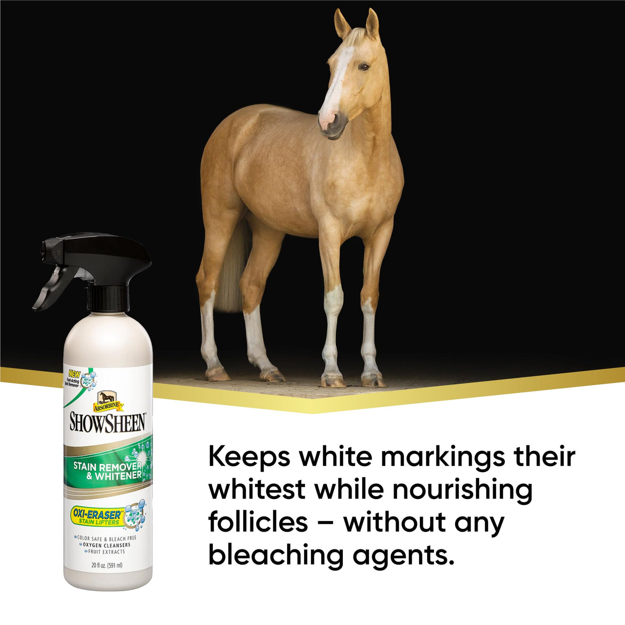 Absorbine ShowSheen Stain Remover & Horse Whitener, Oxi-Eraser Stain Lifters, 20oz