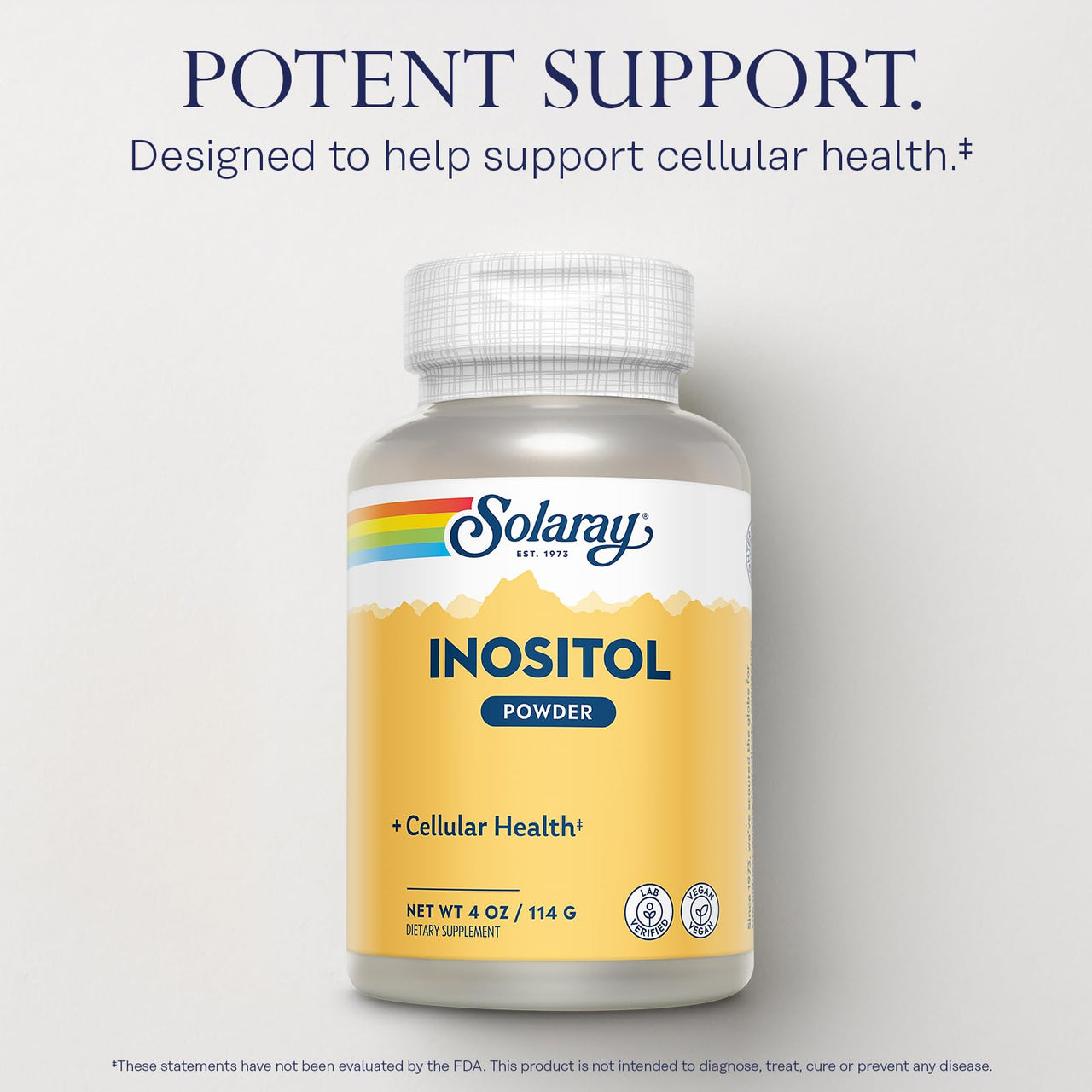 SOLARAY Pure Inositol Powder - Cellular Health Support - Vegan, Lab Verified - 163 Servings, 4 OZ (4oz, 162 Serv.)