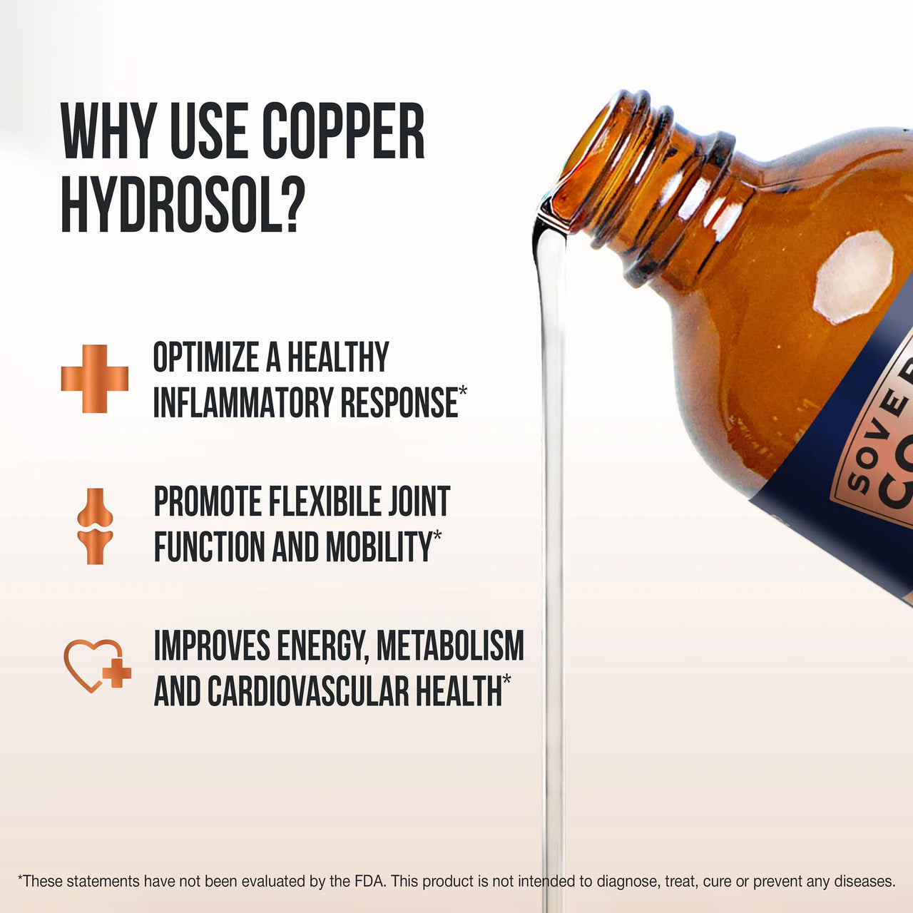 Sovereign Copper Bio-Active Copper Hydrosol, Daily+ 4-in-1 Wellness Supplement for Joint, Bone, Hair, Skin and Nails, Cardiovascular Health, Energy and Metabolic Health Support, 16 fl oz (473mL)