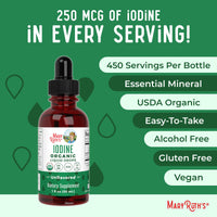 Thumbnail for MaryRuth Organics Iodine Liquid Drops | Potassium Iodide | 1 Year Supply | 450 Servings | Thyroid Health | USDA Organic| Vegan | Non-GMO | Gluten Free | 1 Fl Oz