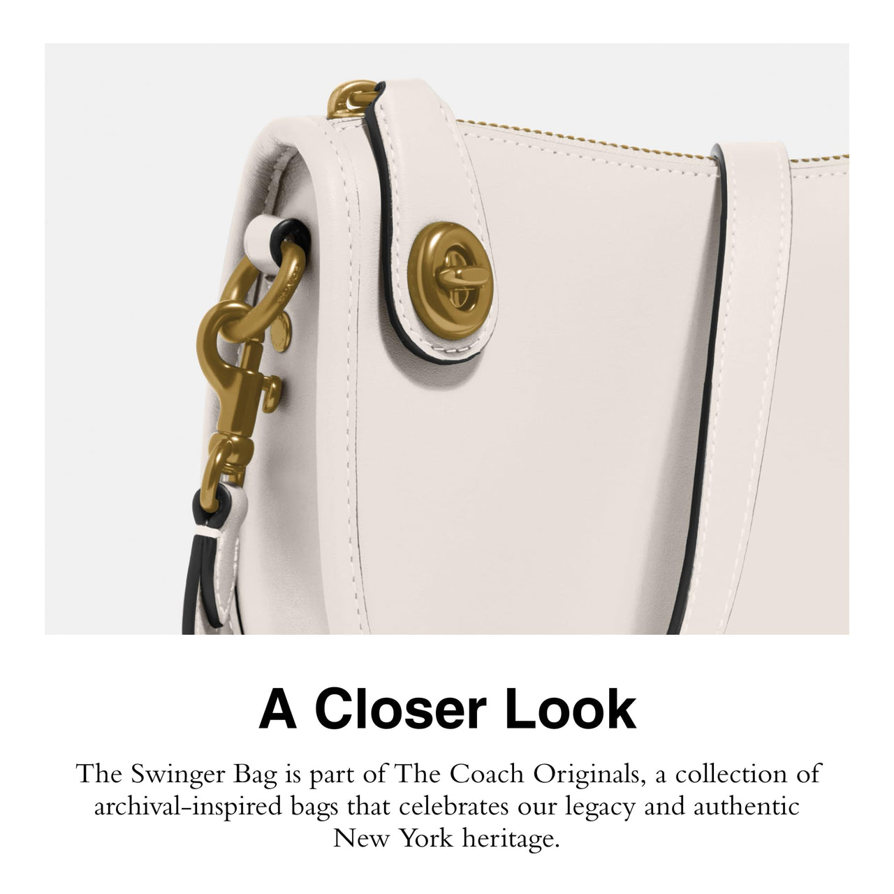 COACH The Originals Glovetanned Leather Swinger Chalk One Size