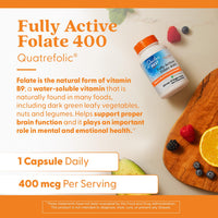 Thumbnail for Doctor's Best Fully Active Folate with Quatrefolic400 mcg, Healthy Mood, Memory, Circulation, Well-Being, 90 VC