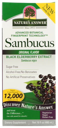 Thumbnail for Nature's Answer Sambucus Elderberry Syrup 16 Ounce | Great Tasting Immune Support Supplement | Antioxidant, Vegan, Gluten Free, Made in USA | Single Count