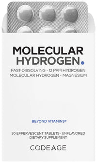 Thumbnail for Codeage Molecular Hydrogen Supplement - Fast-Dissolving 12 PPM Hydrogen Water Tablets with Elemental Magnesium - Hydration Tablet Body Function - Unflavored, Vegan, Non-GMO, Gluten-Free - 30 Tablets