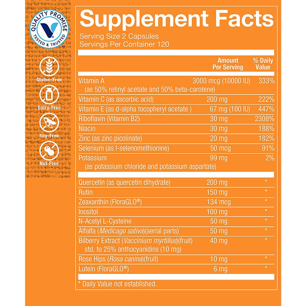 The Vitamin Shoppe Opti-Vue with FloraGLO Lutein - Eye Health & Vision Support | Comprehensive Eye Formula | 240 Capsules | Macular Health