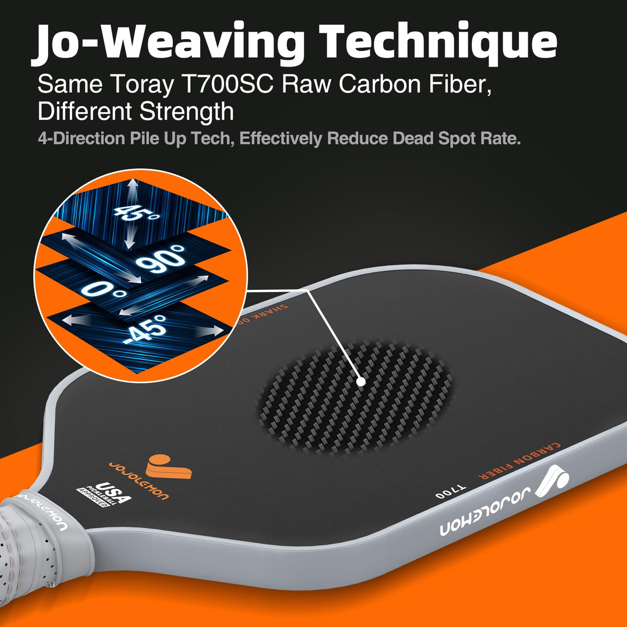 JOJOLEMON Pickleball Paddles, Raw Carbon Fiber Rackets with 16mm Polymer Honeycomb Core, Hybrid Racquet Designed for Ultimate Spin & Consistency - USAPA Approved