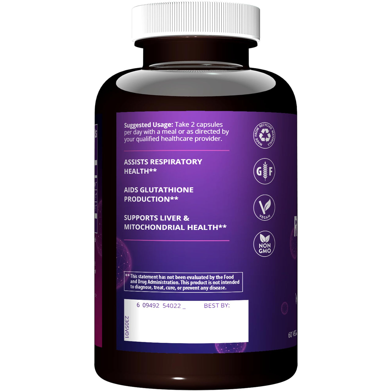 MRM Respiratory Health with Quercetin + NAC - For Women & Men - Lung & Respiratory Support, Liver & Mitochondrial Health, Cellular Antioxidant Defense, Vegan, Non‑GMO & Gluten‑Free - 30 Servings