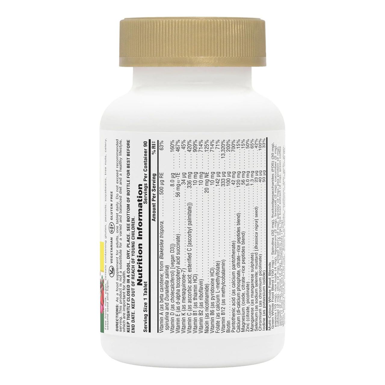 NaturesPlus Source of Life GOLD Multivitamin - 180 Mini-Tabs - With Vitamins D3, B12 & K2 - Blood, Bone & Immune Support - Vegetarian & Gluten Free - 30 Servings