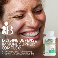 Thumbnail for Bronson L-Lysine Defense Immune Support Complex 1500 MG L-Lysine Plus Olive Leaf, Garlic, Vitamin C and Zinc - Non-GMO, 90 Vegetarian Capsules