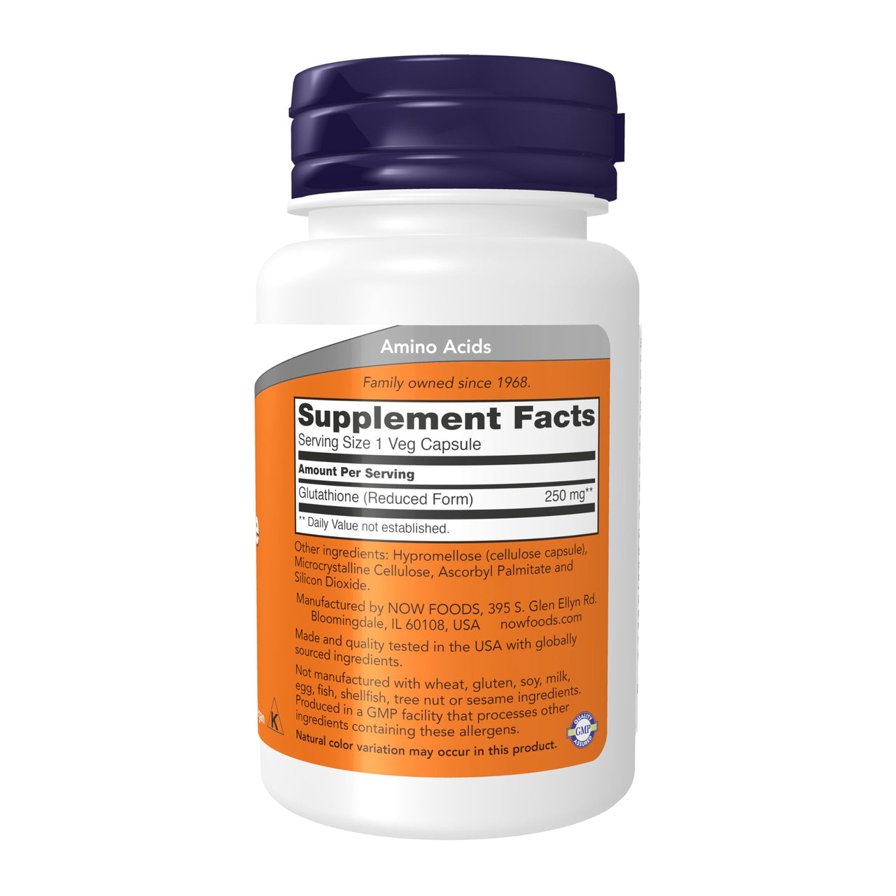 NOW Foods Supplements, Glutathione 250 mg, Detoxification Support*, Free Radical Neutralizer*, 60 Veg Capsules