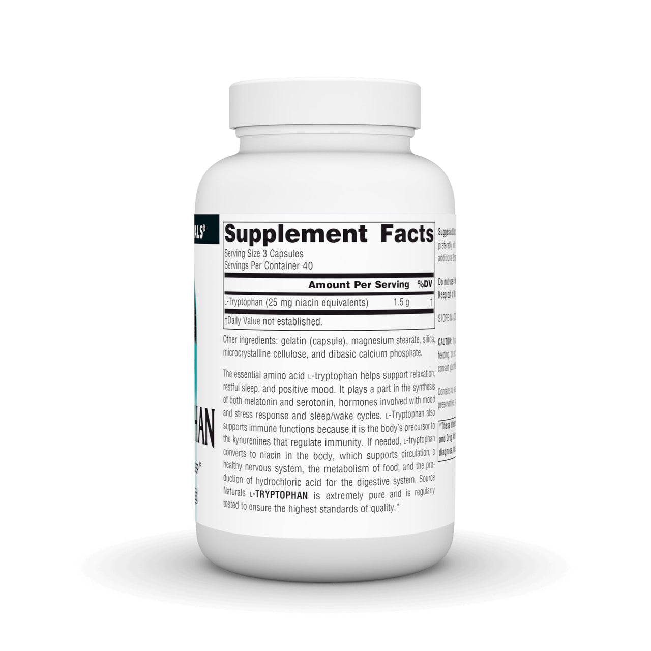 Source Naturals L-Tryptophan, for Mood, Relaxation, and Sleep*, 500mg - 120 Capsules