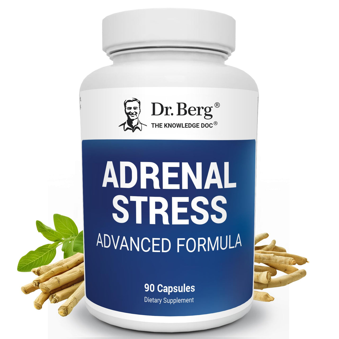 Dr. Berg’s Adrenal Stress Advanced Formula - Adrenal Support Supplements for Stress, Mood and Energy Support - Adrenal Supplements - Cortisol Manager with Ashwagandha - 90 Capsules
