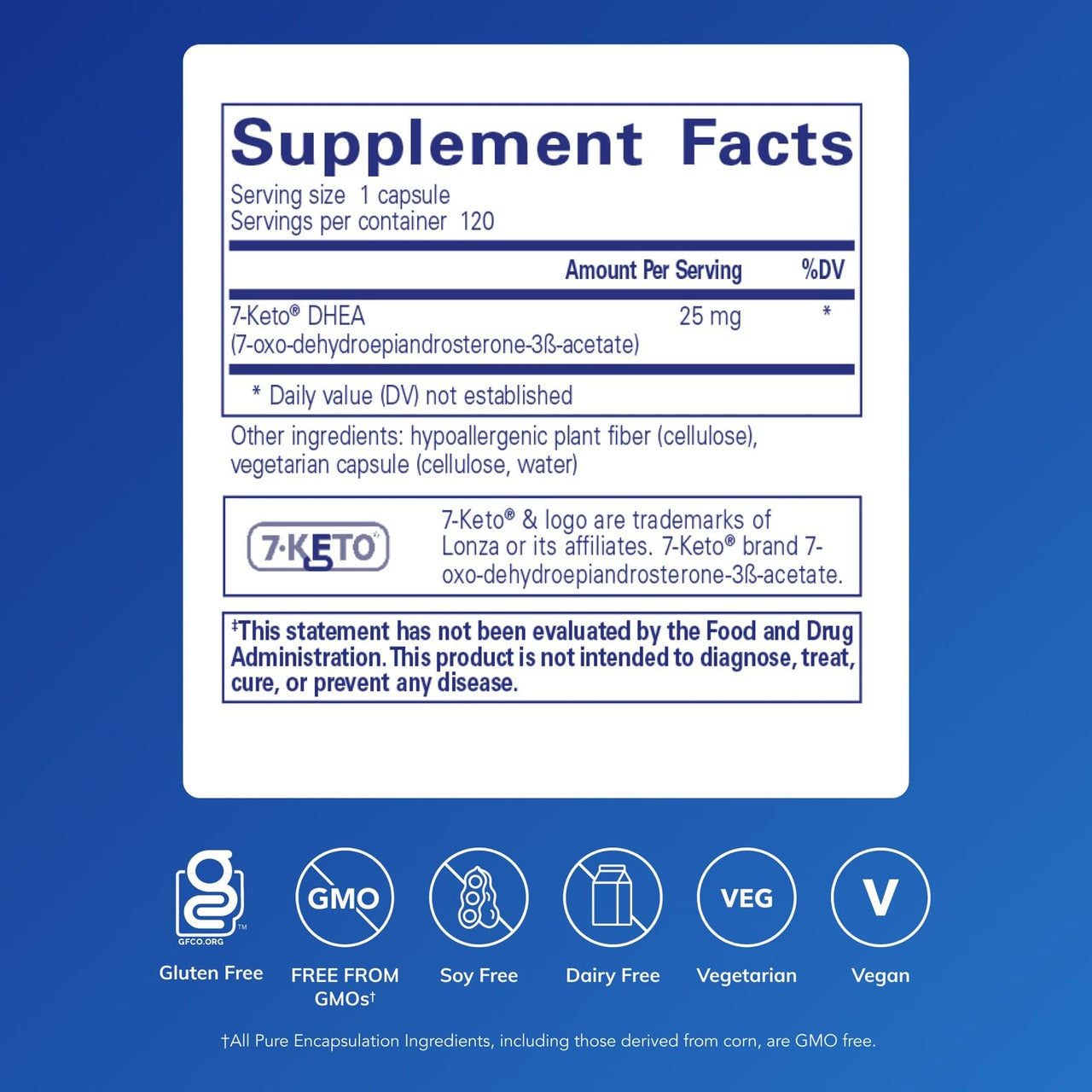 Pure Encapsulations 7-Keto DHEA 25 mg | Unique DHEA Metabolite Supplement to Support Thermogenesis* | 120 Capsules