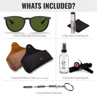 Thumbnail for Ray-Ban RB4171 ERIKA CLASSIC POLARIZED Phantos Shaped Sunglasses for Men & Women – Includes Official Rayban Eyewear Kit – Ideal Formal & Casual Wear Sunglasses – G-15 Green Lens