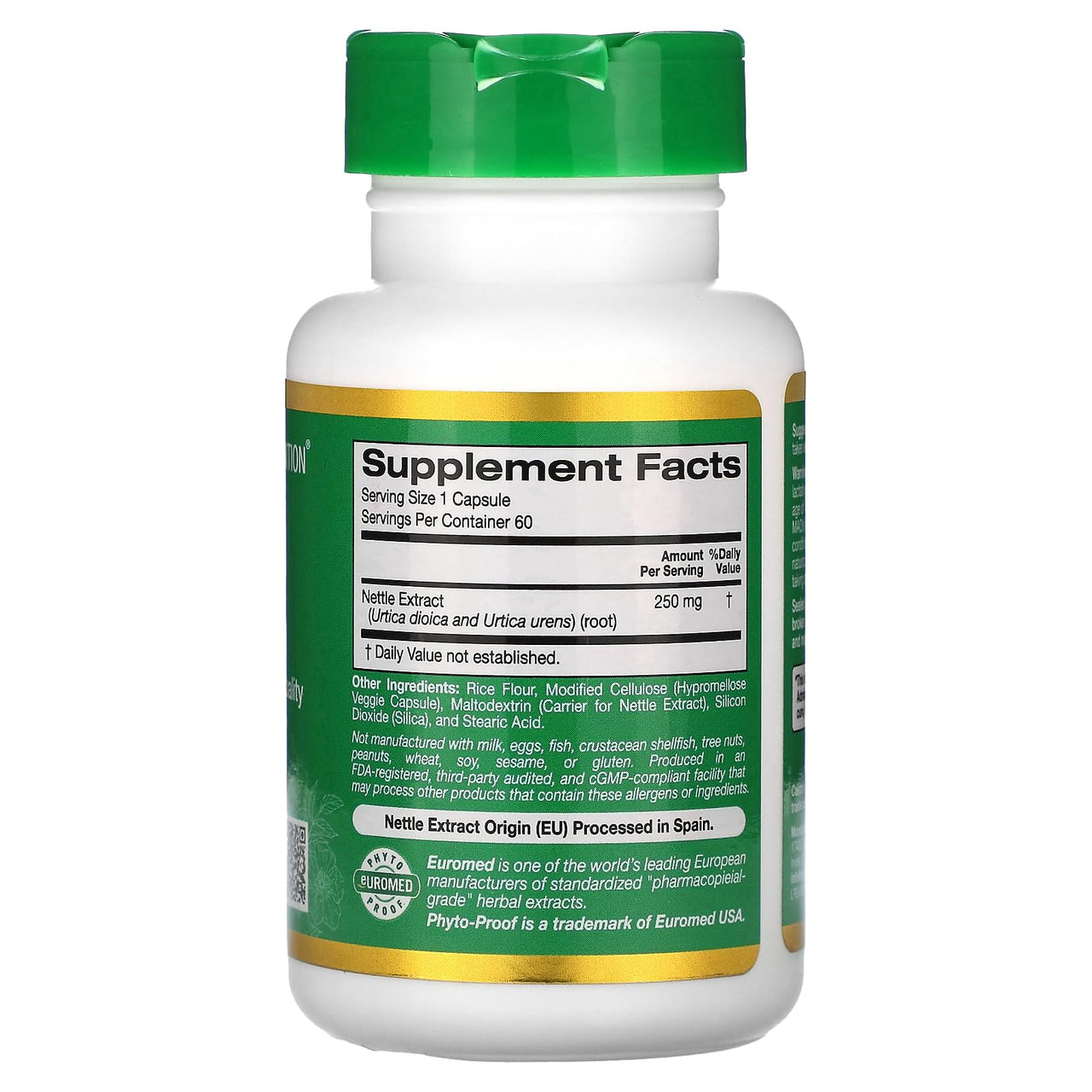 California Gold Nutrition EuroHerbs, Nettle Root Extract, Euromed Quality, 250 mg, 60 Veggie Capsules