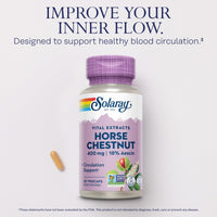 Thumbnail for Solaray Horse Chestnut Extract 400 mg - Standardized to 72 mg Aescin - With 55 mg of Butchers Broom - Vein and Blood Circulation Supplements - Vegan, Non-GMO, 60-Day Guarantee, 60 Servings, 60 VegCaps