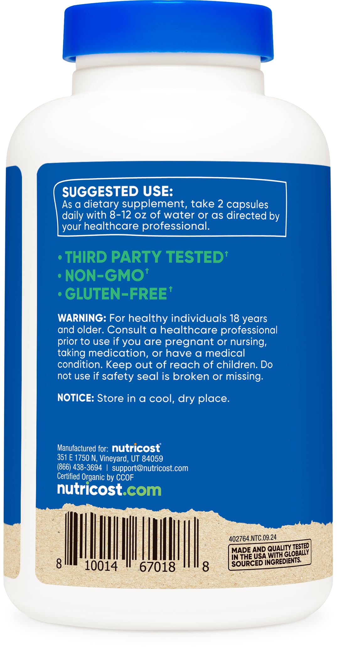 Nutricost Organic Shiitake Mushroom Capsules 1000mg, 90 Servings - CCOF Certified Made with Organic, Vegetarian, Gluten Free, 500mg Per Capsule, 180 Capsules