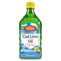 Thumbnail for Carlson - Cod Liver Oil 1100 mg Omega-3s Plus Vitamins A & D3, Wild Caught Norwegian Arctic, Sustainably Sourced Nordic Fish Oil Liquid, Lemon, 500 mL (16.9 Fl Oz)