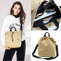 Thumbnail for Women Casual Canvas Shoulder Bags, Sunshine Embroidery Cross Body Bag Top Handbag (Khaki)