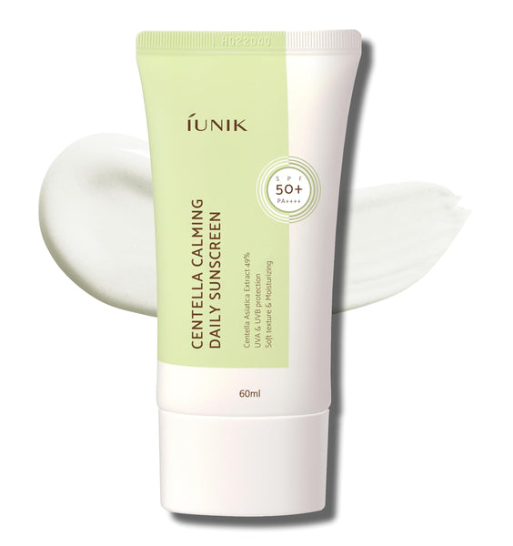IUNIK Centella Calming Moisture Daily Sunscreen SPF 50+ PA++++ Matte & No White Cast Centella Asiatica Dry Oily Sensitive Vegan Korean Skincare