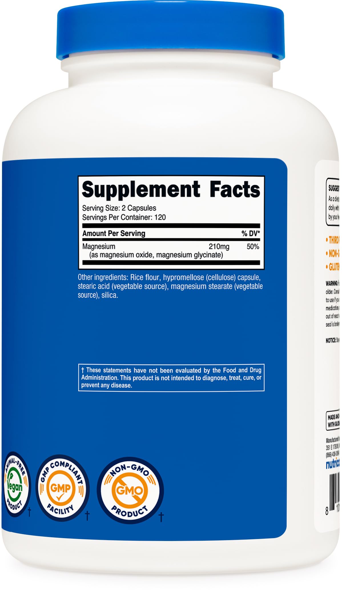 Nutricost Magnesium+ Regular Strength (210mg, 240 Capsules) - 120 Servings, Made with Magnesium Glycinate and Oxide, Non-GMO, Gluten Free and Vegan Friendly