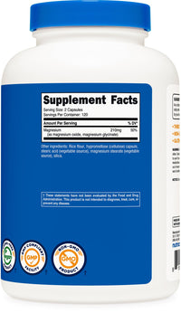 Thumbnail for Nutricost Magnesium+ Regular Strength (210mg, 240 Capsules) - 120 Servings, Made with Magnesium Glycinate and Oxide, Non-GMO, Gluten Free and Vegan Friendly