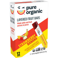 Thumbnail for Pure Organic Layered Fruit Bars, Gluten Free, Vegan Fruit Snacks, Strawberry Banana (2 Boxes, 24 Bars)