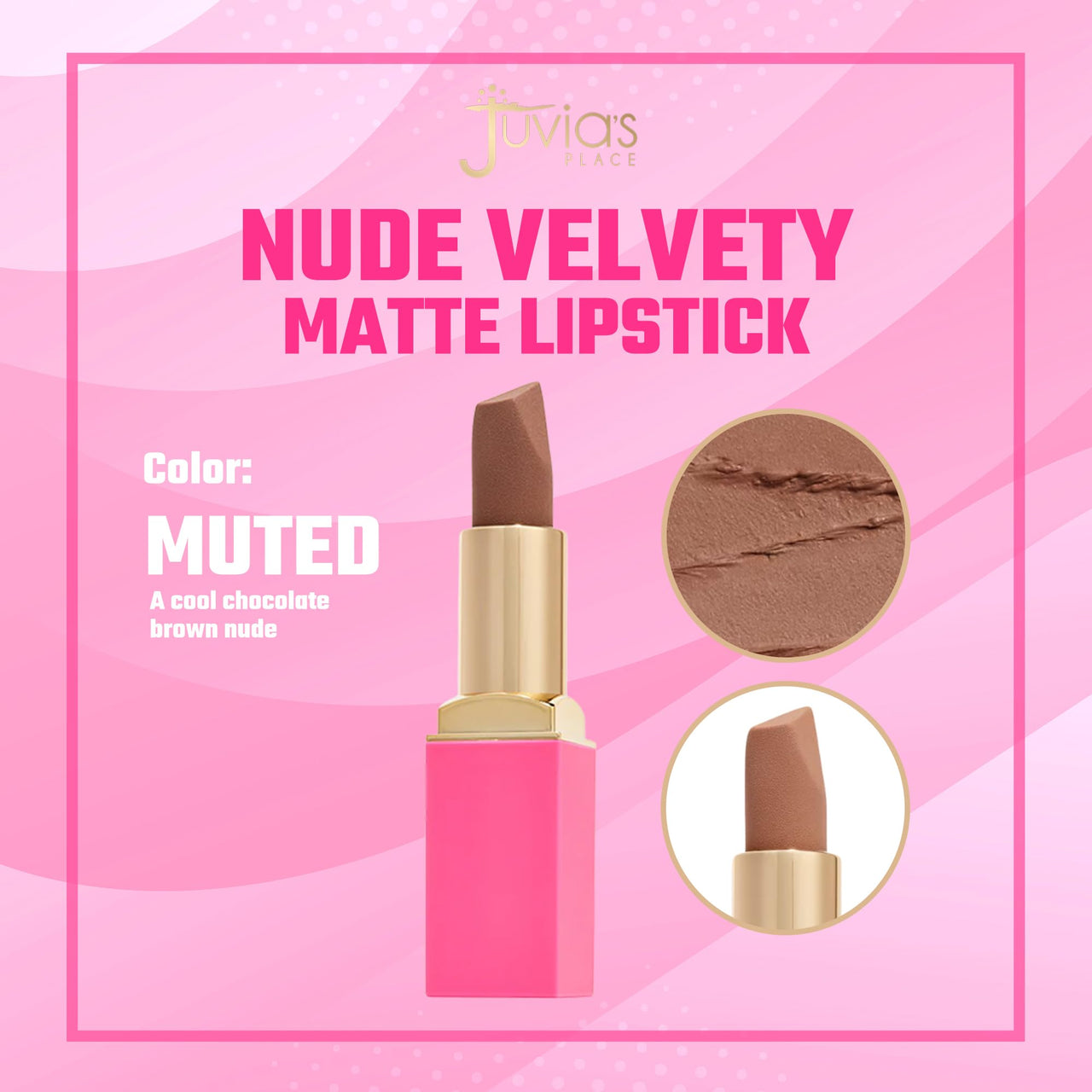 Juvia's Place The Nude Velvety Matte Lipstick Muted - Nude Velvety Long-lasting Rich-Color Lip Makeup, Creamy Lipstick with Matte Finish, Beauty & Lip Products