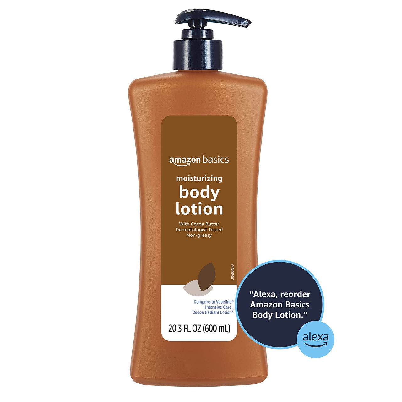 Amazon Basics Moisturizing Cocoa Butter Body Lotion for Dry Skin, Non-Greasy, Paraben Free, Lightly Scented, 20.3 Fl Oz