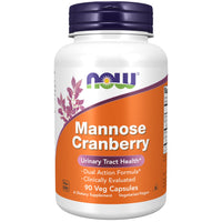 Thumbnail for NOW Foods Supplements, Mannose Cranberry, Dual Action Formula*, Clinically Evaluated, Urinary Tract Health*, 90 Veg Capsules