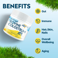 Thumbnail for Energievoll Bovine Colostrum Supplement Powder - 60% IgG 3000 mg for Gut, Hair Growth, Beauty, and Immune, Easy to Mix, Unflavored (50 Servings)