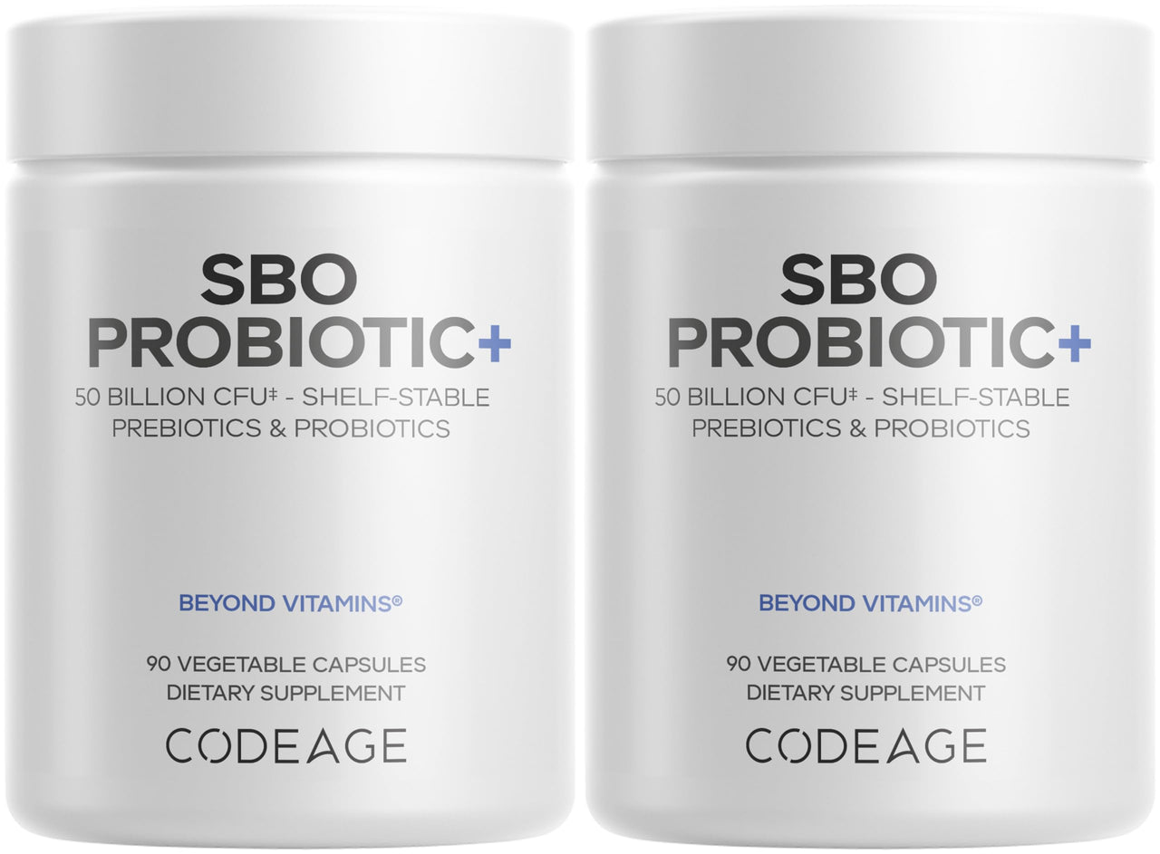 Codeage SBO Probiotics, 50 Billion CFUs Per Serving, Multi Strain Soil Based Organisms Blend and Organic Fermented Botanical Blend, Shelf-Stable - 2 Pack