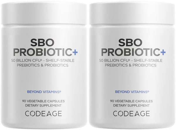 Codeage SBO Probiotics, 50 Billion CFUs Per Serving, Multi Strain Soil Based Organisms Blend and Organic Fermented Botanical Blend, Shelf-Stable - 2 Pack