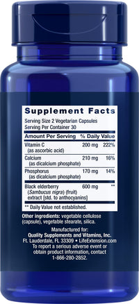Thumbnail for Life Extension Black Elderberry + Vitamin C, Everyday Immune Support from Elderberry & Vitamin C, Gluten Free, Non-GMO, Vegetarian, 60 Capsules