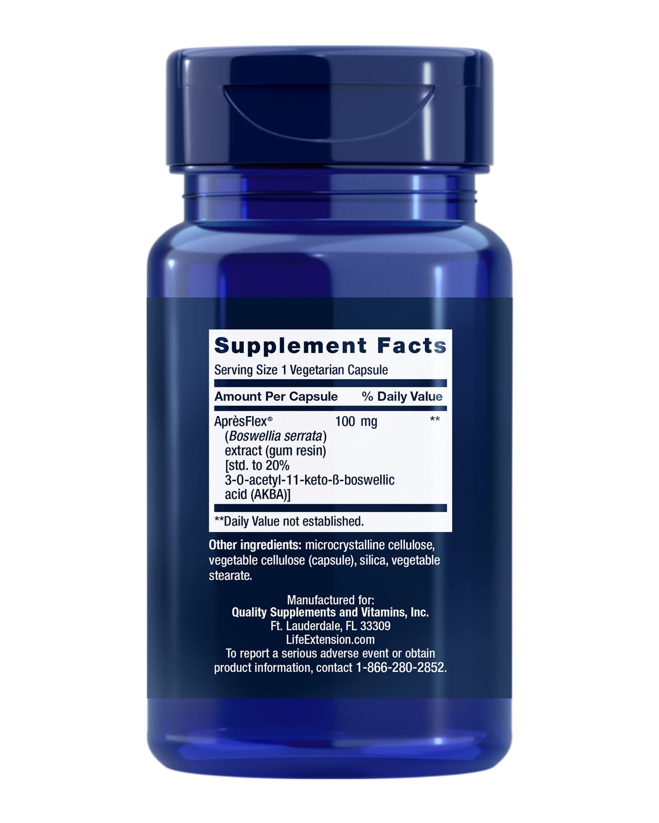 Life Extension 5-LOX Inhibitor with AprèsFlex®, 100 mg, standardized Boswellia serrata Extract, Promotes Joint, Cell & arterial Health, Gluten-Free, Non-GMO, Vegetarian, 60 Capsules