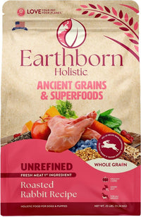 Thumbnail for Earthborn Holistics Unrefined Roasted Rabbit with Ancient Grains & Superfoods Dry Dog Food, 4-lb Bag