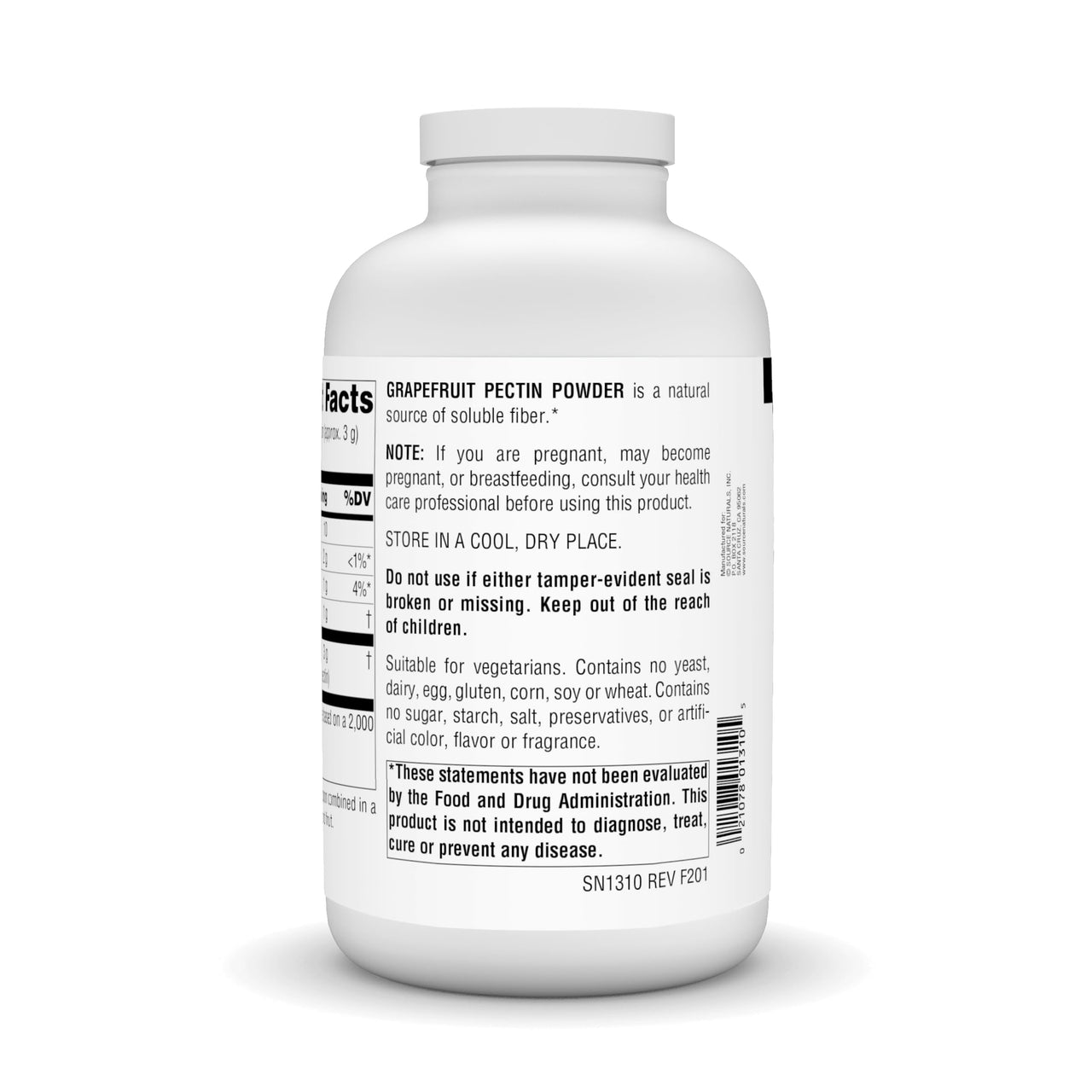 Source Naturals Grapefruit Pectin, Soluble Fiber - Dietary Supplement - 16 oz Powder