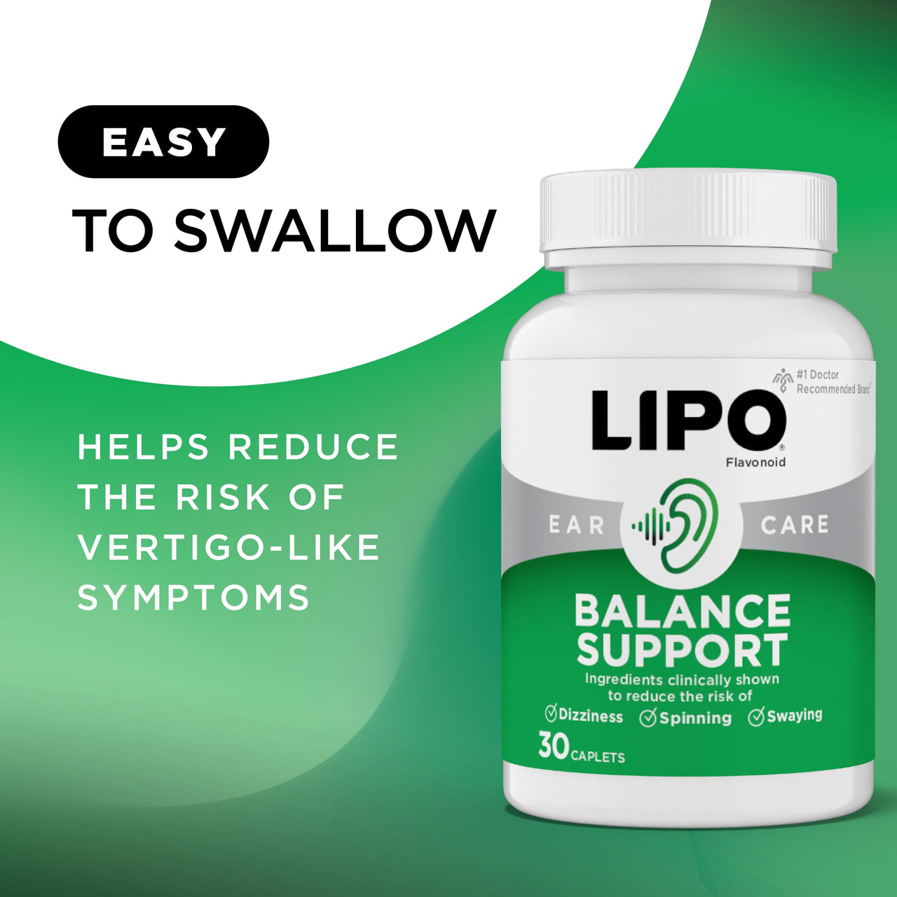 Lipo-Flavonoid for Vertigo & Dizziness Relief, Clinically Tested Formula with Ginkgo Biloba, Vitamin D, & Vitamin B Complex, Inner Ear Health & Balance Support, 30-Count (Pack of 1)