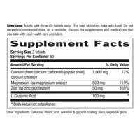 Thumbnail for Country Life Calcium Magnesium Zinc with L-Glutamic Acid, Dietary Supplement for Bone Support, Certified Gluten Free , 1000mg/500mg/50mg, 250 Tablets