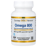 Thumbnail for Madre Labs California Gold Nutrition Omega 800 Ultra-Concentrated Omega-3 Fish Oil, kd-pur Triglyceride Form, 1,000 mg, 30 Fish Gelatin Softgels