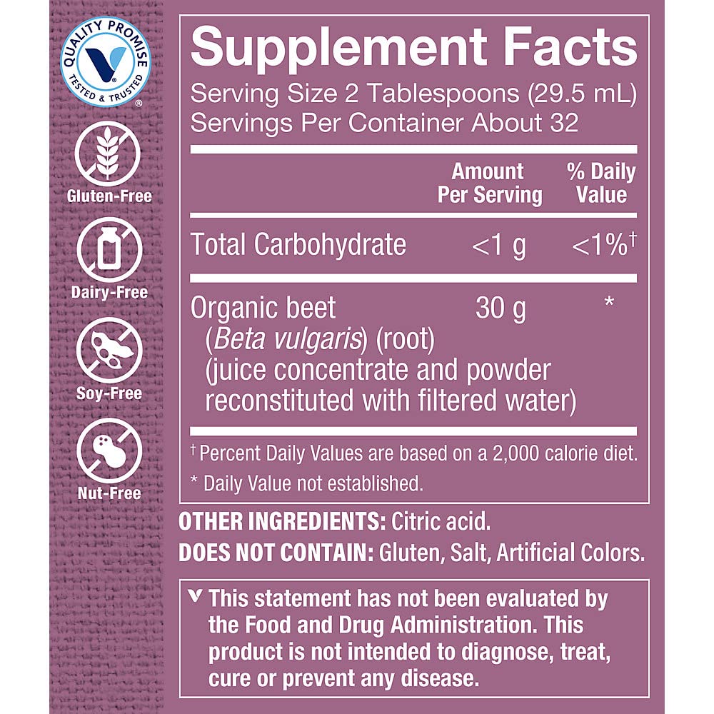 Organic Beet Root Juice from Concentrate - Nitric Oxide Superfood (32 Fl. Oz.)
