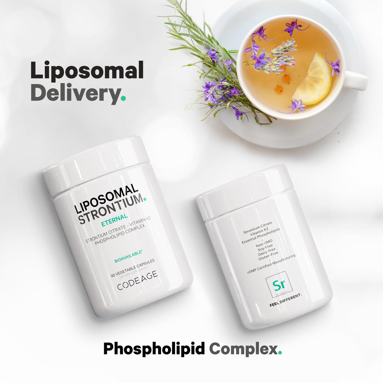 Codeage Liposomal Strontium Supplement - Strontium Citrate, Vitamin K2 MK-7, Liposomal Delivery, Non-GMO, Gluten-Free - 90 Capsules