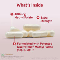 Thumbnail for Jarrow Formulas Extra Strength Methyl Folate 400 mcg, Dietary Supplement for Cardiovascular and Neurologic Health Support, 60 Veggie Capsules, 60 Day Supply
