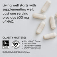 Thumbnail for Sports Research Vegan NAC Supplement (N-Acetyl Cysteine) 600 mg - Supports Antioxidant Activity - NAC 600 mg - Non-GMO - 90 Capsules for Adults Daily Use