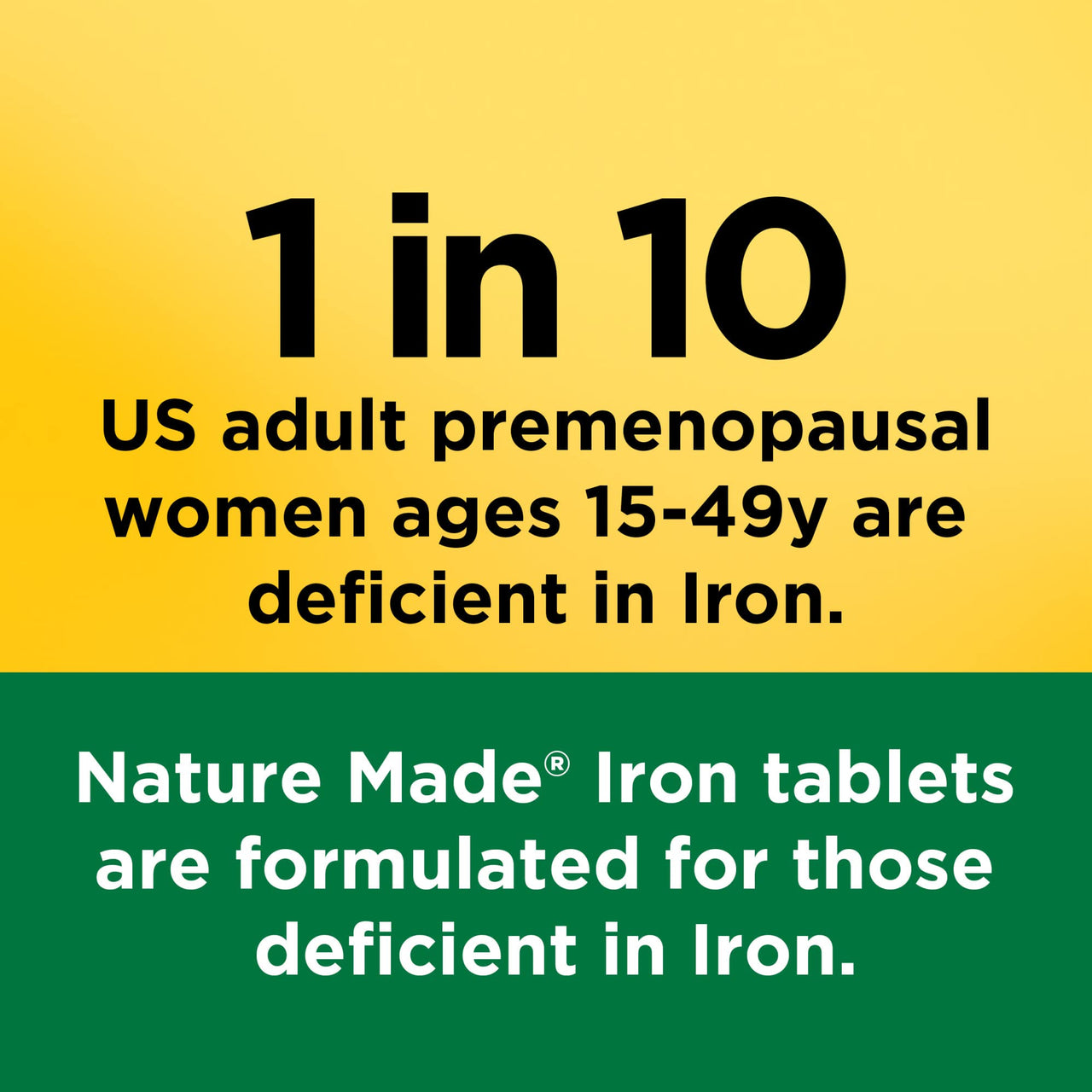 Nature Made Iron 65 mg (325 mg Ferrous Sulfate) Tablets, Iron Supplements, Dietary Supplement for Red Blood Cell Support, 180 Tablets, 180 Day Supply