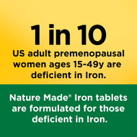 Thumbnail for Nature Made Iron 65 mg (325 mg Ferrous Sulfate) Tablets, Iron Supplements, Dietary Supplement for Red Blood Cell Support, 180 Tablets, 180 Day Supply