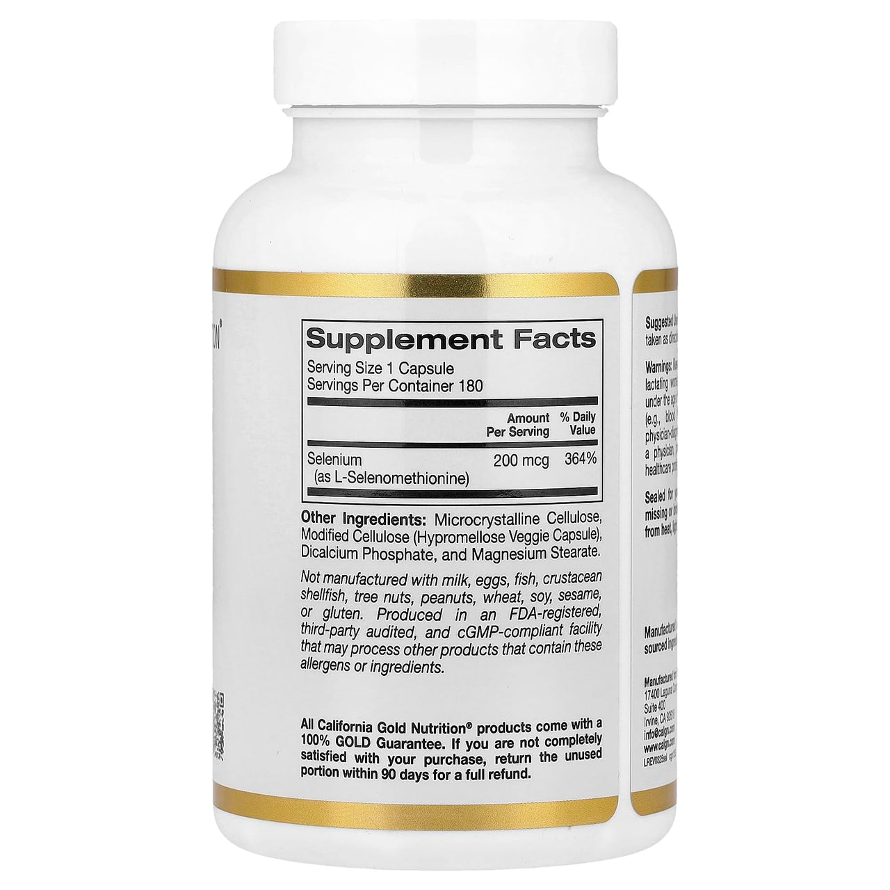 Selenium, L-Selenomethionine, Essential Mineral Antioxidant Support, Yeast-Free, 200 mcg, 180 Veggie Capsules