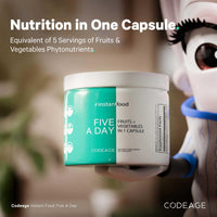Thumbnail for Codeage Instantfood Five A Day – Fruits & Vegetables Capsule Supplement – Whole Food Phytonutrients – 15 Fruits and Veggies Blend - Vegan, Non-GMO – 30 Capsules