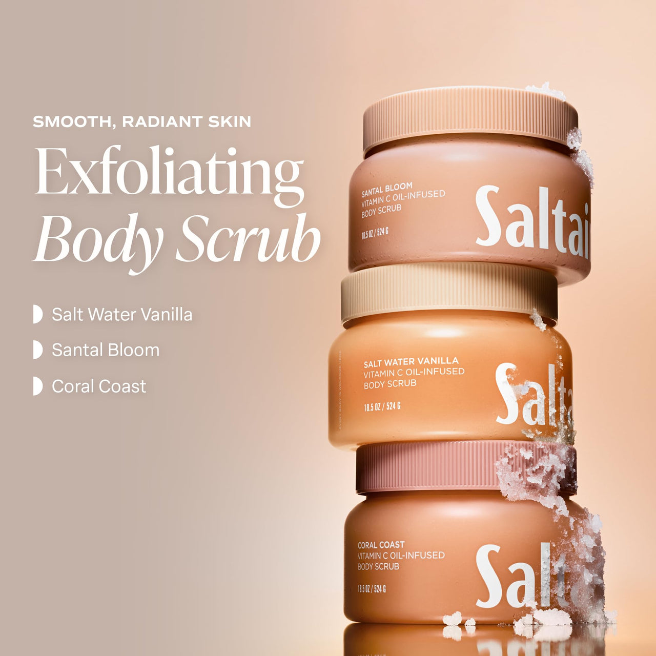 Saltair Vitamin C Oil-Infused Body Scrub | Salt Water Vanilla, 18.5 oz
