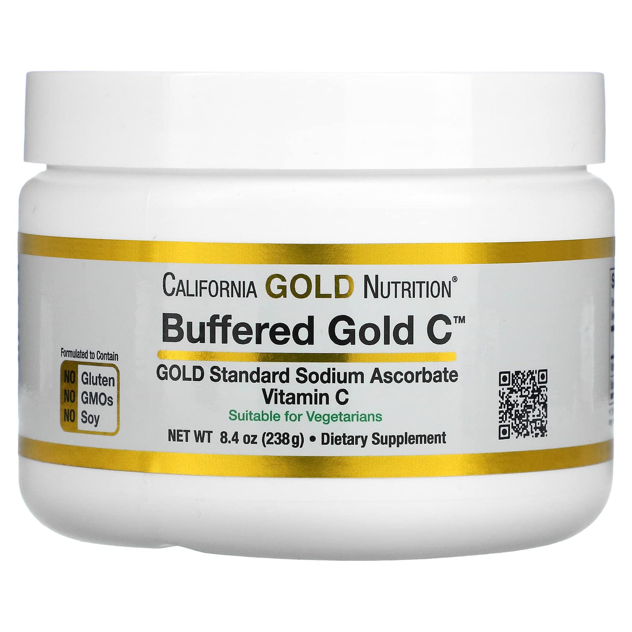 California Gold Nutrition Buffered Vitamin C Powder, Non-Acidic, Gold C, USP Grade Sodium Ascorbate, Suitable for Vegans and Vegetarians, 8.40 oz (238 g), 2 Pack
